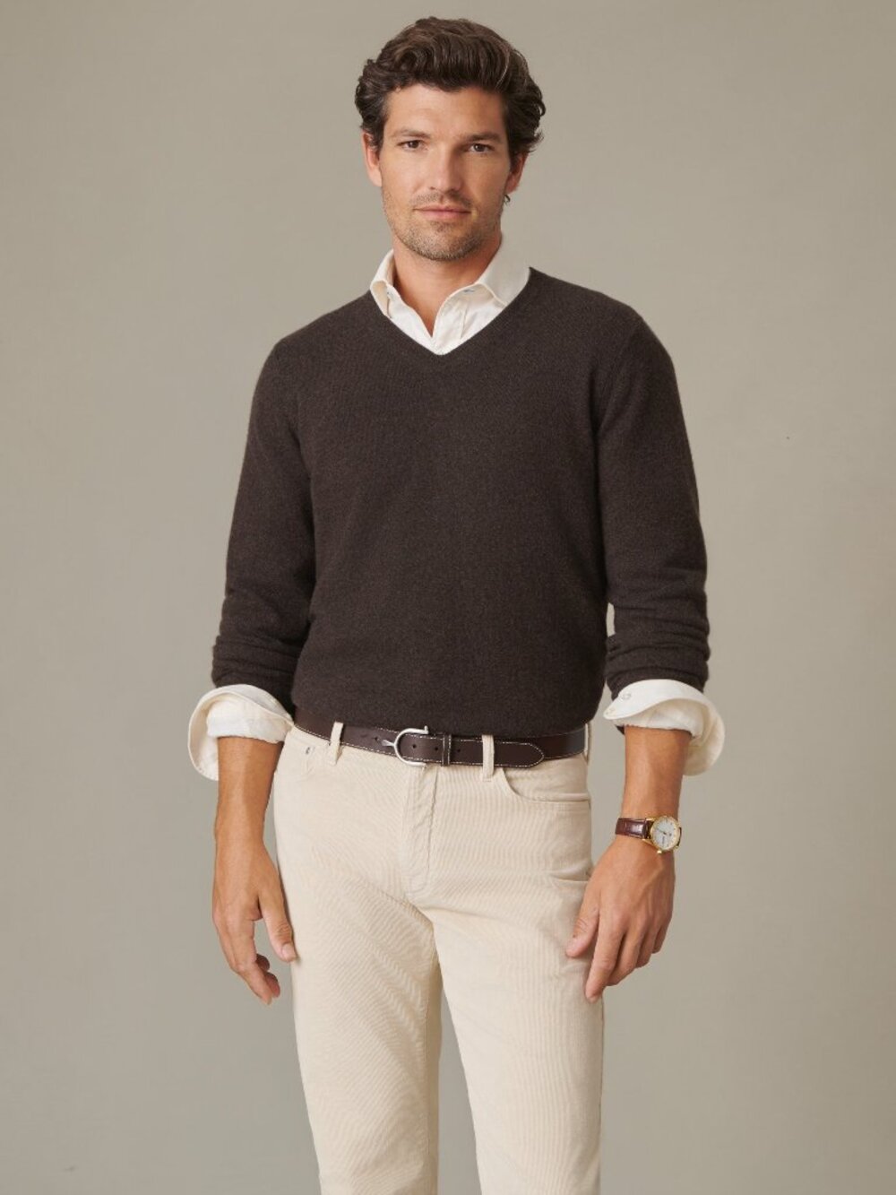 J McLaughlin Bryant Cashmere Sweater - Dark Heather Brown NEW